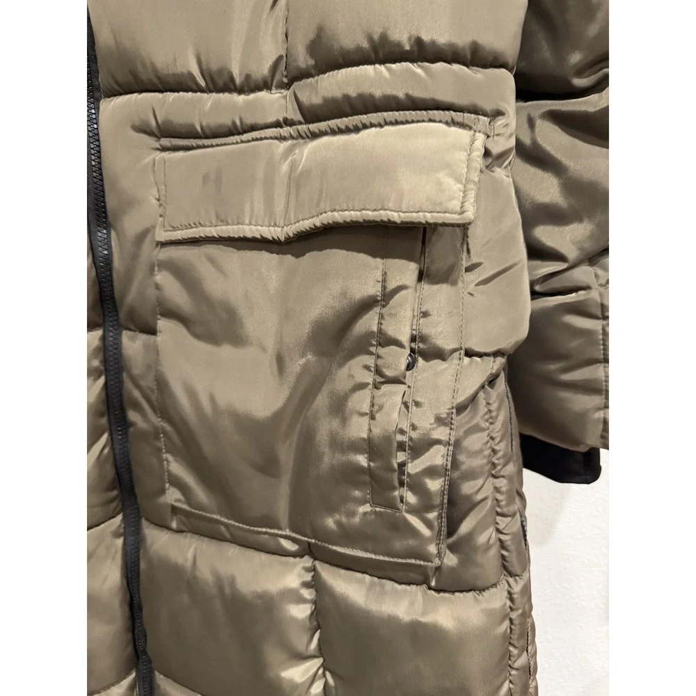 MADDEN GIRL Women's Olive GREEN Puffer‎ Jacket Size Large Long Cozy City - Picture 2 of 9